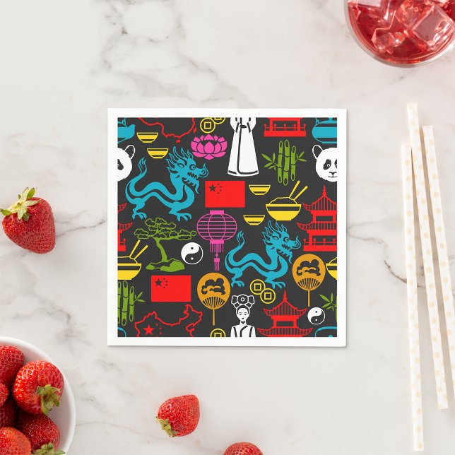 Serviette En Papier Serviettes à symboles chinois (Créateur téléchargé)