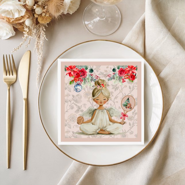 Serviette En Papier Serviettes à thème Padel – Motif d'ange de Noël (Créateur téléchargé)