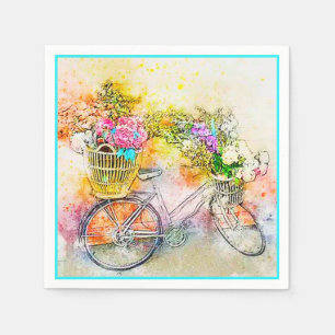 Serviette En Papier Serviettes à vélo et à fleurs