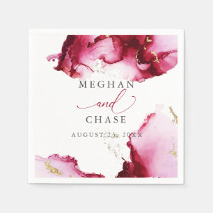 Serviette En Papier Serviettes Abstraites Ethereal Ruby Rouge et rose