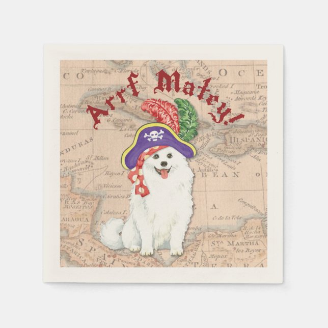 Serviette En Papier Serviettes American Eskimo Dog Pirate (Devant)