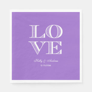 Serviette En Papier Serviettes Améthyste Pourpre, Blanc LOVE