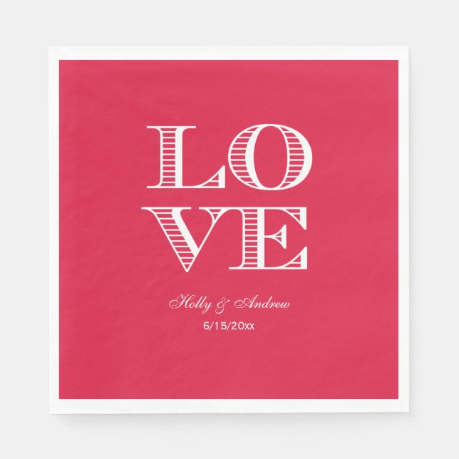 Serviette En Papier Serviettes Amour Rouge Grenat et Blanc (Devant)