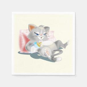 Serviette En Papier Serviettes amusantes avec chat bébé - personnalisa
