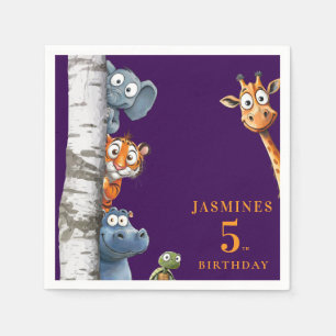 Serviette En Papier Serviettes Anniversaire Animaux de Zoo Peek-a-Boo
