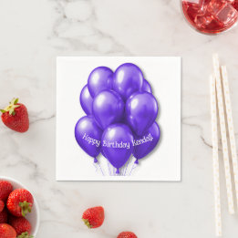 Serviette En Papier Serviettes Anniversaire Ballons Violets