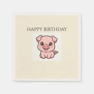 Serviette En Papier Serviettes Anniversaire de Cochonnet Mignon