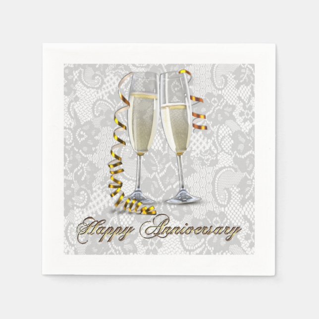 Serviette En Papier Serviettes Anniversaire de Flute de Champagne de d (Devant)