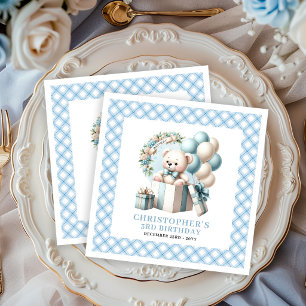 Serviette En Papier Serviettes Anniversaire Garçon Mignon Ballons Ours