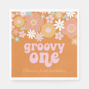 Serviette En Papier Serviettes anniversaire Rétro Floral Groovy One