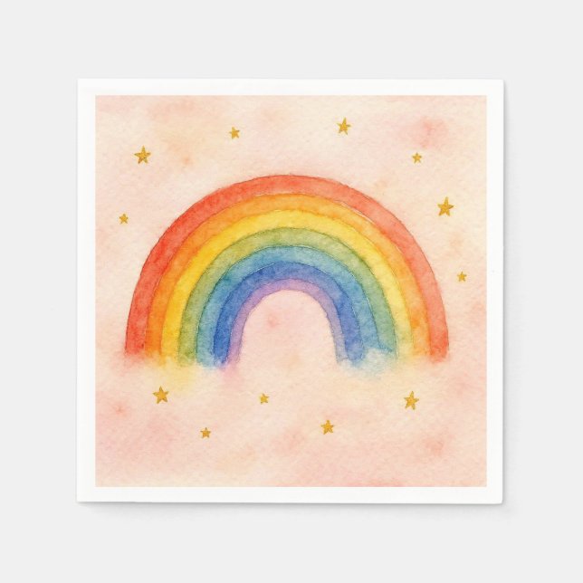 Serviette En Papier Serviettes arc-en-ciel. (Devant)