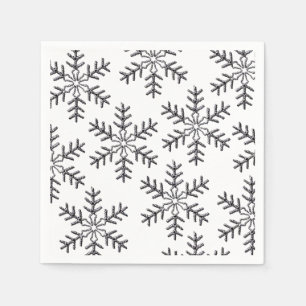 Serviette En Papier Serviettes argentées de Noël de flocons de neige