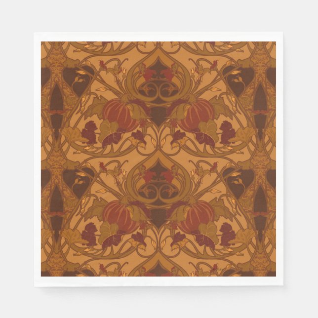 Serviette En Papier Serviettes Automne Citrouilles et Vignes (Devant)