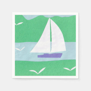 Serviette En Papier Serviettes avec une conception blanche de voilier