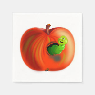 Serviette En Papier Serviettes avec Ver dans la Pomme