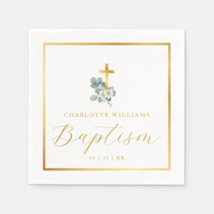 Serviette En Papier Serviettes Baptême De Script Moderne Religieux É