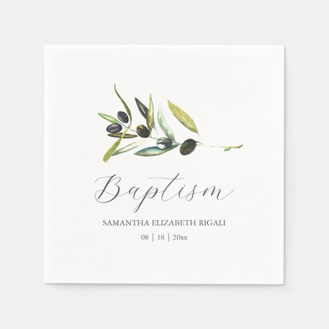 Serviette En Papier Serviettes Baptistes Personnalisées Branche Olive  (Devant)