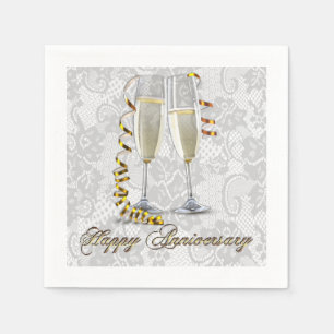 Serviette En Papier Serviettes blanches d'anniversaire de cannelure de