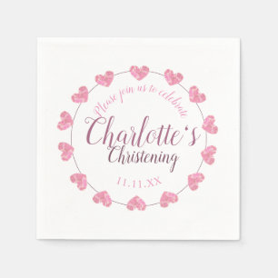 Serviette En Papier Serviettes blanches de baptême de fille avec les