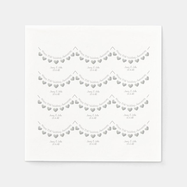 Serviette En Papier Serviettes blanches du 70e anniversaire du Mariage (Devant)