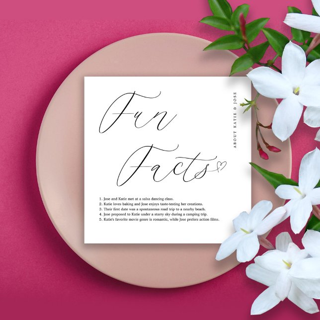 Serviette En Papier Serviettes blanches élégantes avec des anecdotes p (Elegant White Napkins with Personalized Fun Facts)