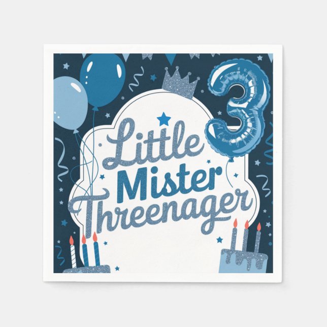 Serviette En Papier Serviettes Bleu Threenager pour l'anniversaire d'u (Devant)