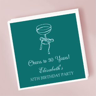 Serviette En Papier Serviettes Bleu & Vert Cheers pour les 30 ans d'an