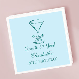 Serviette En Papier Serviettes Bleu & Vert Cheers pour les 30 ans d'an