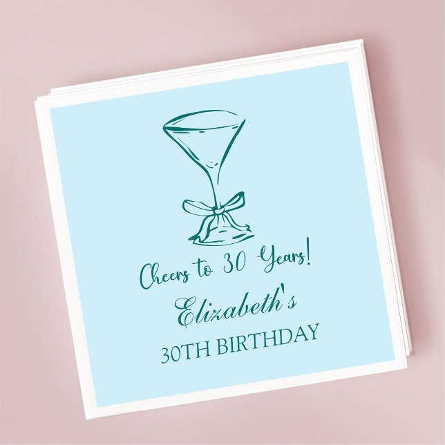 Serviette En Papier Serviettes Bleu & Vert Cheers pour les 30 ans d'an (Créateur téléchargé)