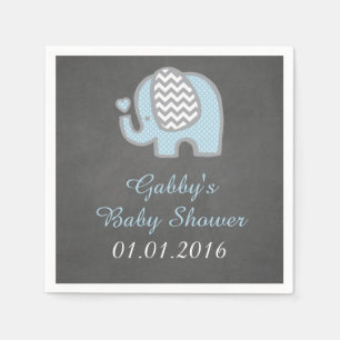 Serviette En Papier Serviettes bleues de baby shower d'éléphant