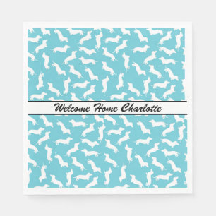 Serviette En Papier Serviettes bleues et blanches de partie de teckel
