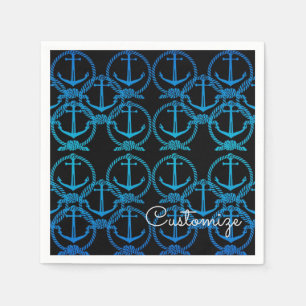 Serviette En Papier Serviettes bleues nautiques de motif d'Ancre