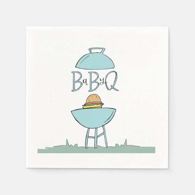 Serviette En Papier Serviettes Blue Baby BBQ (Devant)