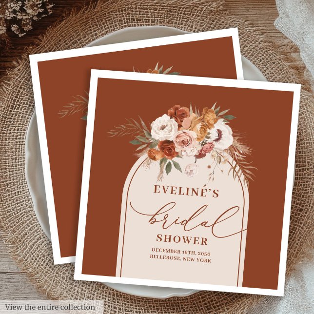 Serviette En Papier Serviettes Bohème Pampas Terracotta pour Enterreme (Terracotta Pampas Boho Napkins for Bridal Shower)