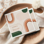 Serviette En Papier Serviettes Boho Coctail aux formes abstraites en a<br><div class="desc">Serviettes de cocktail boho modernes aux formes d'arc en terre cuite,  rouille,  orange brûlée,  vert foncé,  tons émeraude. Collection : https://www.zazzle.com/collections/boho_arch_abstract_wedding_collection-119061662657911589</div>