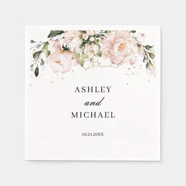 Serviette En Papier Serviettes Boho Rose Flore Moderne tendance (Devant)