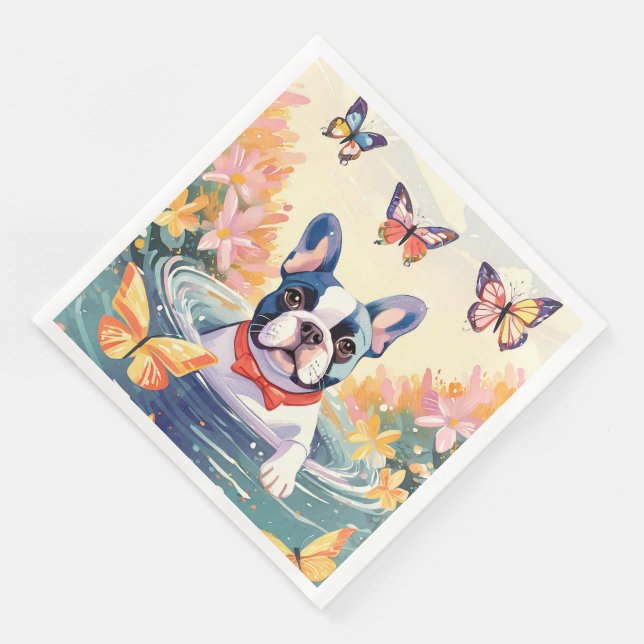 Serviette En Papier Serviettes Bouledogue Français (Coin)