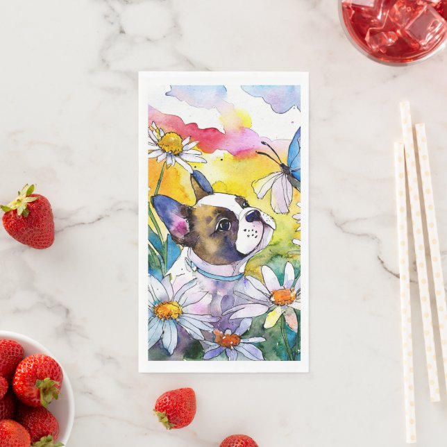 Serviette En Papier Serviettes Bouledogue Français (En situation)