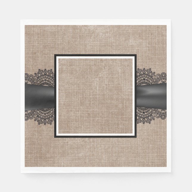 Serviette En Papier Serviettes Burlap, Lin et dentelle (Devant)