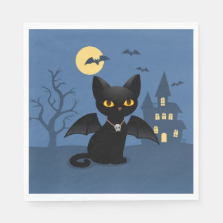Serviette En Papier Serviettes Chat Noir Vampire d'Halloween avec Aile