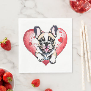 Serviette En Papier Serviettes chiot Bouledogue Français coeur