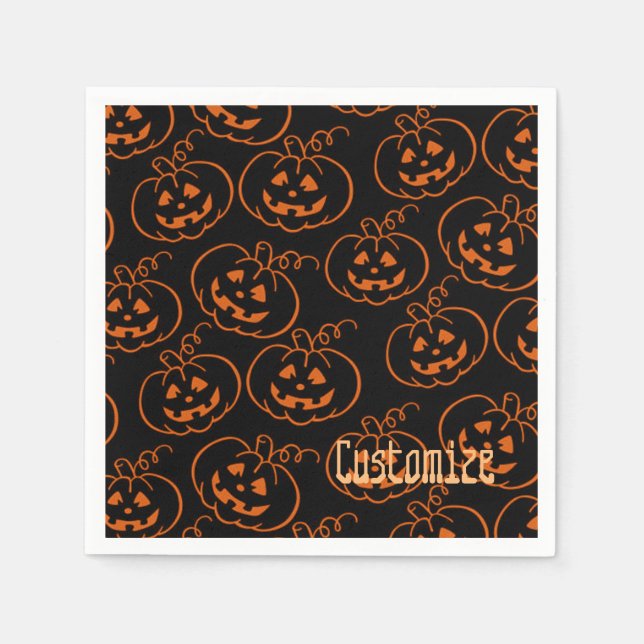 Serviette En Papier Serviettes Citrouilles Jack-O-Lantern (Devant)