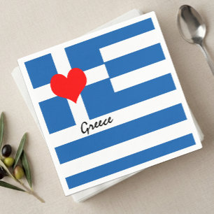 Serviette En Papier Serviettes Cœur de la Grèce, patriotique, Drapeau