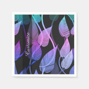 Serviette En Papier Serviettes colorées de motif de feuille d'été
