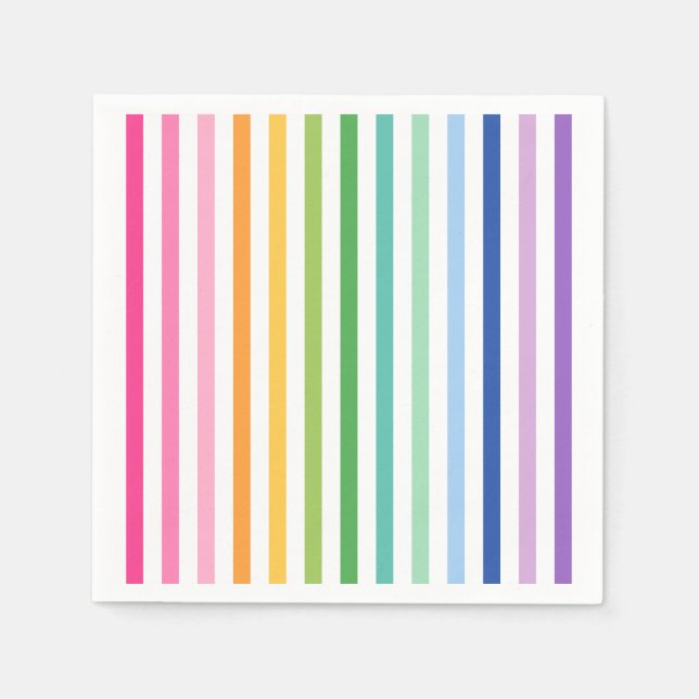 Serviette En Papier Serviettes colorées Rainbow Stripe Party (Devant)