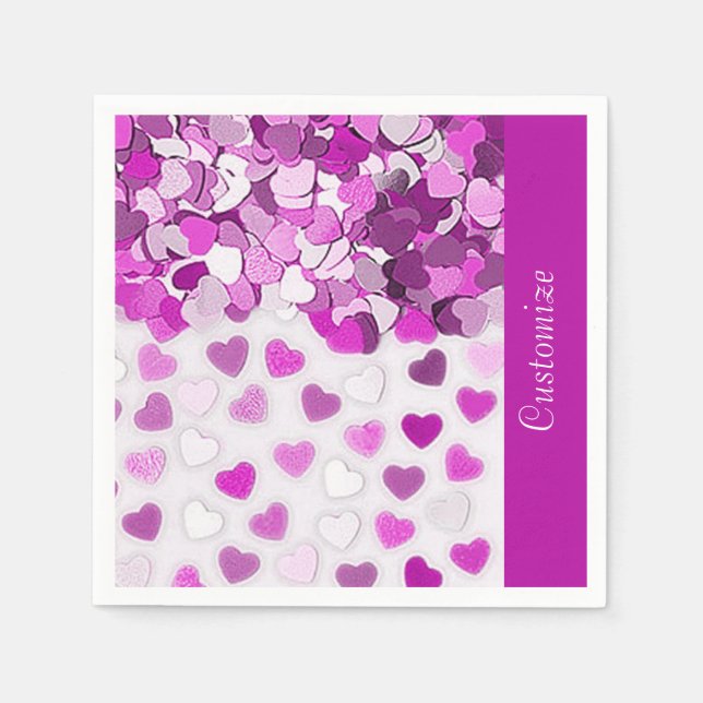 Serviette En Papier Serviettes Confetti Coeur Rose (Devant)
