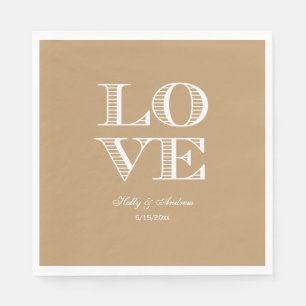 Serviette En Papier Serviettes couleur tan chameau, blanches LOVE