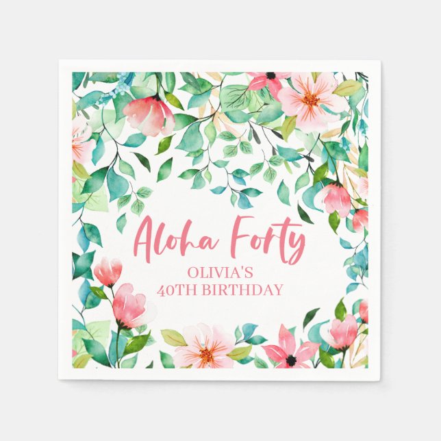 Serviette En Papier Serviettes d'anniversaire Aloha Forty Tropical Lua (Devant)