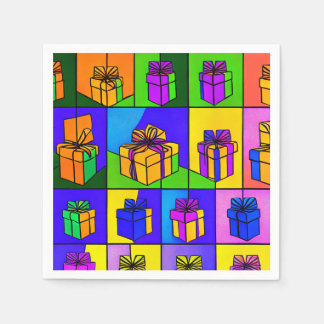 Serviette En Papier Serviettes d'anniversaire avec motif cadeau