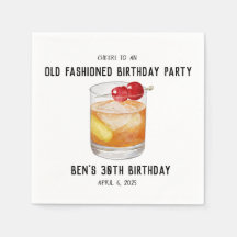 Serviettes d'anniversaire - Cocktail à l'ancienne